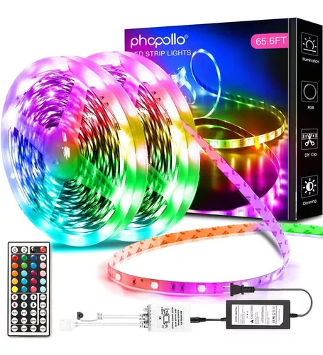 phopollo Luces LED de 32.8 pies de largo, tira de luces LED para  dormitorio, luces que cambian de color, luces LED para decoración,  habitación, RGB y