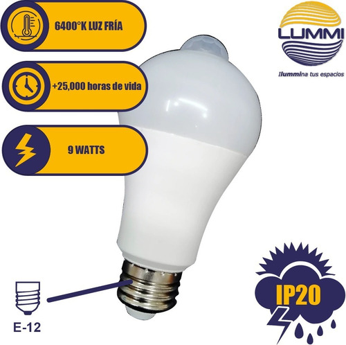 Foc0 Led 9w Con Sensor De Movimiento Color De La Luz Blanco