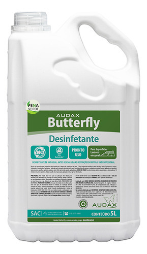 Kit 2 Un Desinfetante Butterfly  5l Pronto Para Uso Audax Fragrância Eucalipto