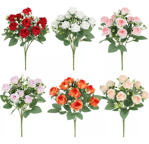 / Flores Artificiales Ramos De Rosas Decoración Del Hogar