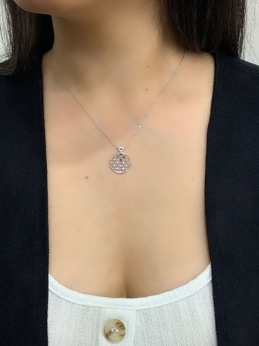 Collar Plata 925, Redondo Cristales Y Corazon Estambul Joya Color Naranja
