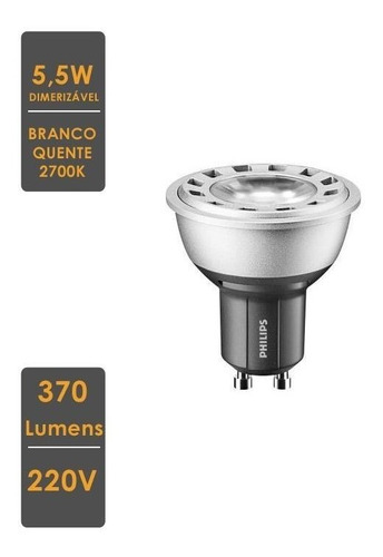 Lâmpada Ledspot 5,5w Gu10 2700k 220v Dim