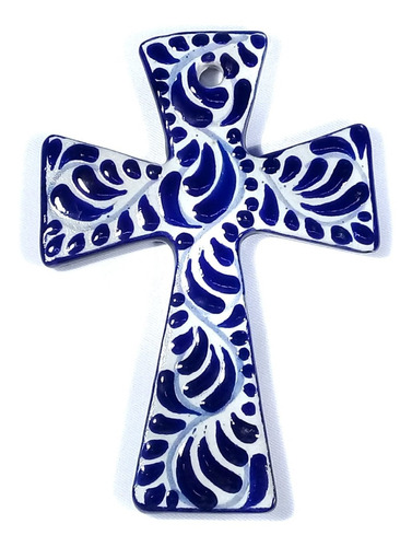 Cruz De Talavera Poblana Barroca Triángulo 15 Cm Plumeado #2