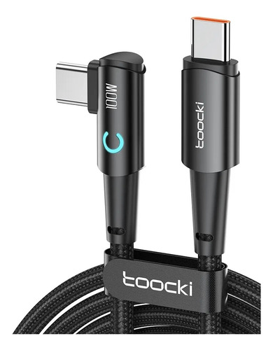 Cable Usb C Carga Rapida 100w 3 Metros Angulo 90° Toocki 