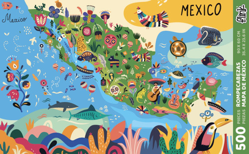 Rompecabezas Mapa De Mexico Flink 90x60cm 500 Piezas