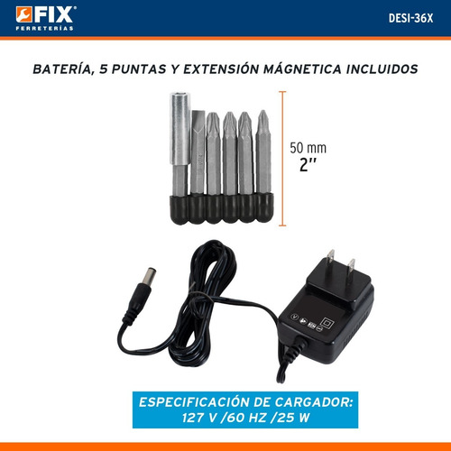 Destornillador Inalámbrico 2 Posiciones, Truper 3.6v 101843 Color Naranja