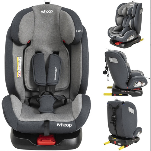 Cadeira Para Carro Kiddo Whoop 360 Isofix Top Tether Cinza