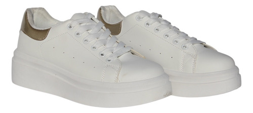 Tenis Para Dama Moda Juveniles Cómodos Casuales Blancos