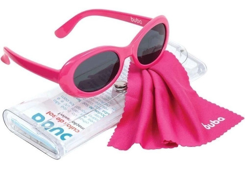 Óculos De Sol Buba ® + Estojo + Lenço Pink 11739