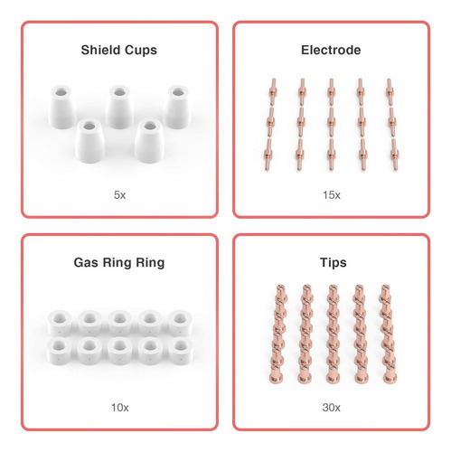 60 Piezas De Consumibles De Corte Por Plasma Para Cut40 50 F