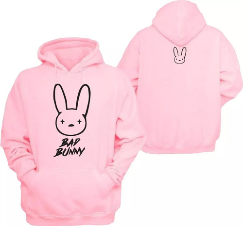 Polera Bad Bunny Rosa Hoodie Unixes Trap Polera Capucha