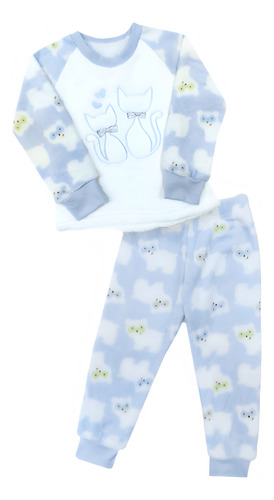 Pijama De Gatos Comoda Calida Manga Larga