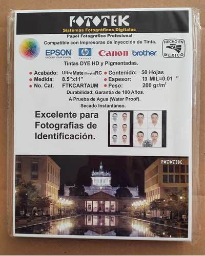 Papel Fotográfico Profesional Ultra Mate (baryta) Rc Carta