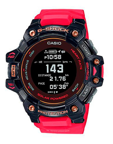 Reloj Casio Gbd-h1000-4a1 G-shock Gps Frecuencia Cardiaca Color de la malla Rojo Color del bisel Negro Color del fondo Negro