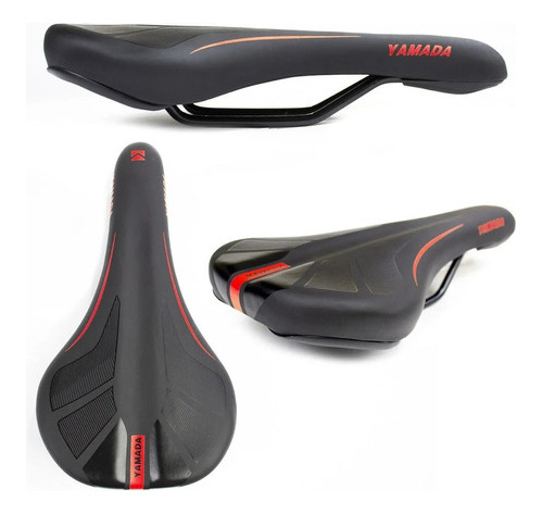 Selim Banco Para Bike City Yamada Zl-8010 Preto / Vermelho