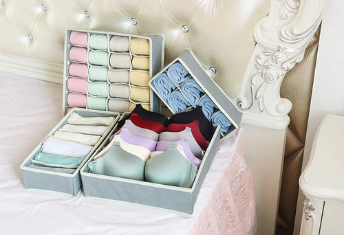 Organizador De Ropa Interior Medias Cajones Gris Combo X4 Pr
