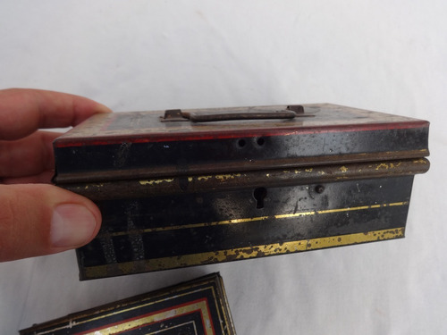 2 Alcancia Ingles Antiguo Metal Lata Chapa Juguete Miniatura (Usado)