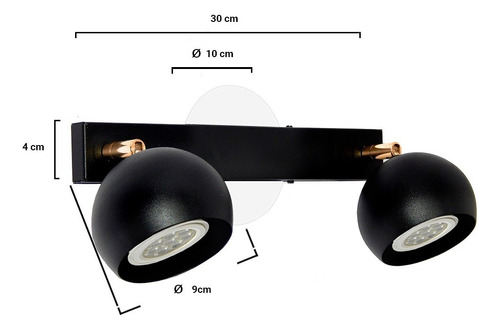 Lampara Aplique Techo Pared Gioluce Tini-gap-2 Luces Bocha Negro Cobre