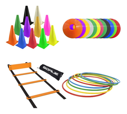 Kit Deporte 6 Conos + 6 Aros + 1 Escalera + 6 Platos Gratis