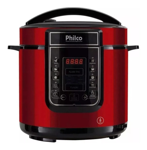 Panela De Pressão Elétrica Digital Philco 6l Inox Ppp01 220v Cor Vermelho/Inox