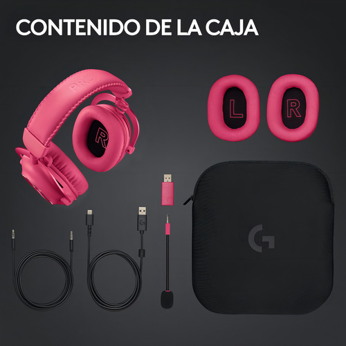 Audífonos Inalámbricos Logitech G Pro X 2 Lightspeed Magenta Color Rosa