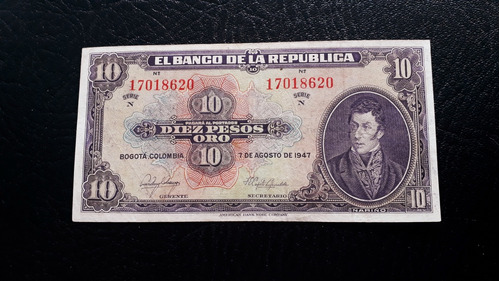Billete De 10 Pesos Oro 7de Agosto De 1947
