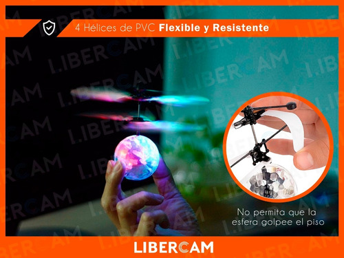 Imagen 7 de 10 de Bola Voladora Helicoptero Dron Esfera Luz Rgb Juguete Usb