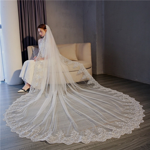 * Véu De Noiva Longo Rastreamento Branco/300cm