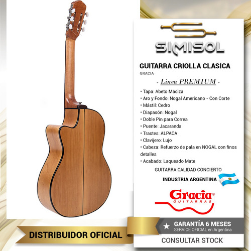 Imagen 4 de 8 de Guitarra Criolla Gracia S100 Eq Fishman Concierto + Funda