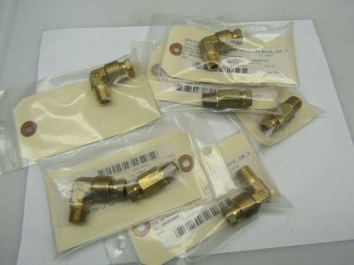 Lot Of 7 3/8 Brass Compression Fittings 4 Elbow 3 Strai Jje