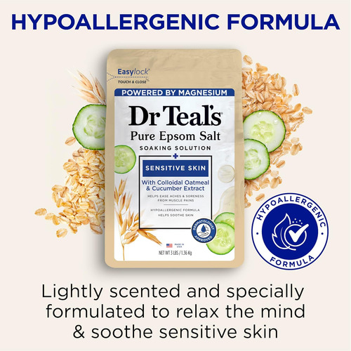 Dr Teal's Sal De Epsom Y Magnesio, Piel Sensible Con Extract