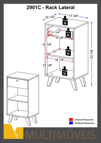 Imagen 3 de 3 de Mueble Mesa Lateral Blanco Modelo 2901c.0001