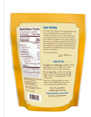 Egg Replacer, Bob's Red Mill Sustituto De Huevo, Gluten Free