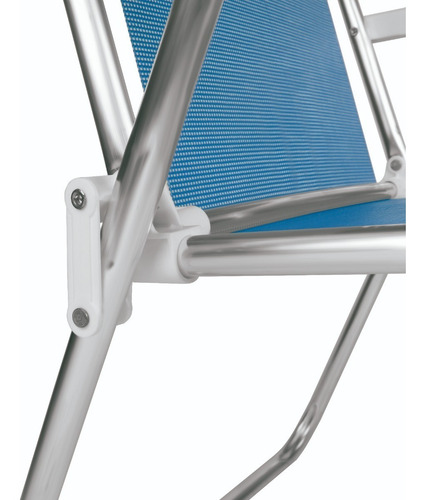 Cadeira De Praia Alta Aluminio Azul Forte 2274 Promoção Full