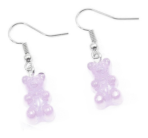 Brinco Resina Cintilante Ursinho Colorido Gummy Bear Moda Cor Transparente-holográfico