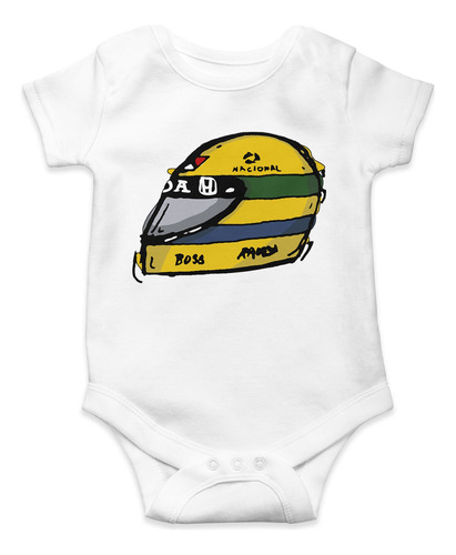 Body Para Bebé Formula 1 Ayrton Senna Casco Dibujado