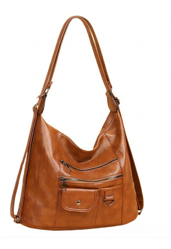 Bolso Vintage De Cuero Suave Con Múltiples Bolsillos