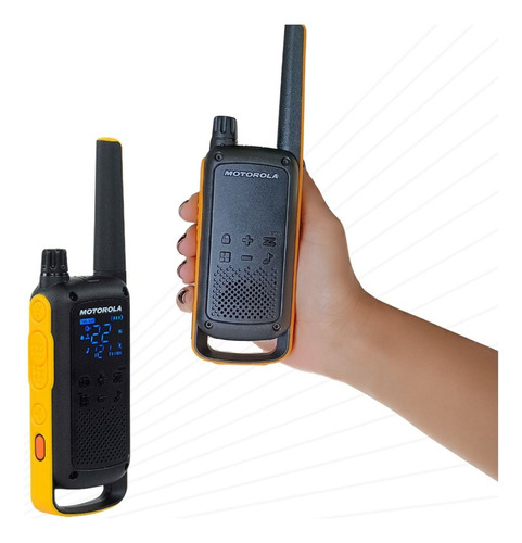 10 Rádio Comunicador Motorola T470 Br Walkie Talkie + Bandas De Freqüência Uhf Cor Preto
