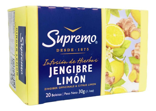 Hierbas  Supremo Jengibre Limon 20 Unidad(2 Display)super