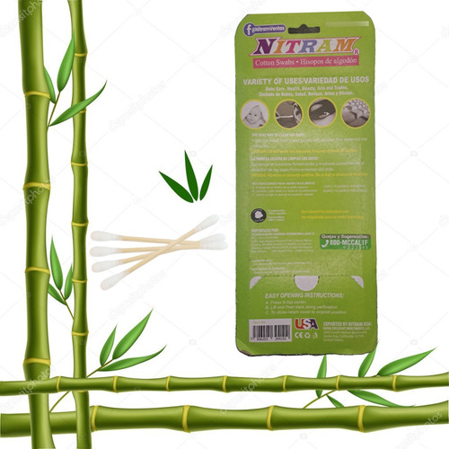 1 Caja Biodegradables De Bambu, Cada Una Con 410 Hisopos.