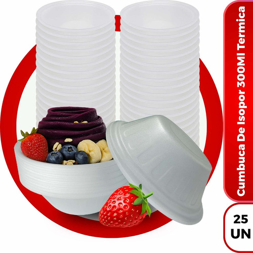 Cumbuca De Isopor Pote Descartável 300ml C/ 25 Uni