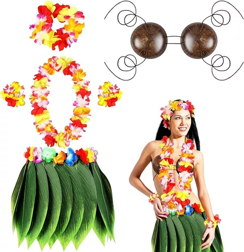 Falda hawaiana para mujer rafia: Disfraces adultos,y disfraces