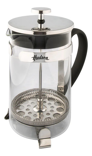 Cafetera Hudson Émbolo Manual Plateada Y Negra 600 Ml Negro
