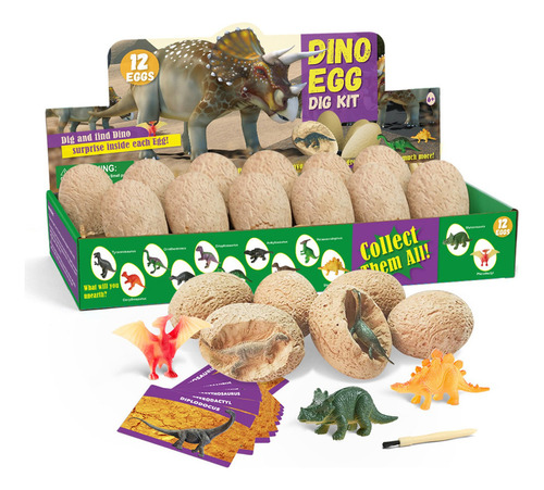 Dino Eggs Arqueología Y Con Tallo 12 Dinosaurios Niños Jugue