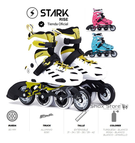 Imagen 2 de 10 de Rollers Stark Rise Extensible Abec 13 Rueda 80 Mm Palermo