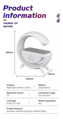 Bocina Bluetooth, Luz Ambiental, Carga Inalámbrica