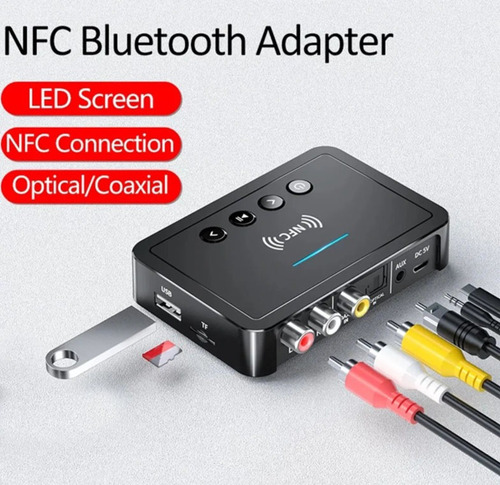 Transmissor E Receptor Bluetooth 5.0 Com Porta Auxiliar