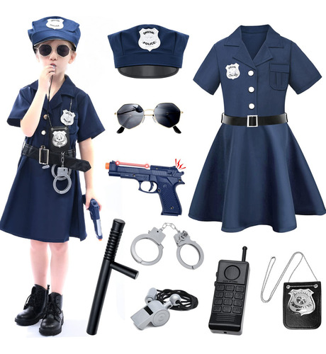Golray 10pcs Police Costume For Girls Kids Dress Up Clothin.