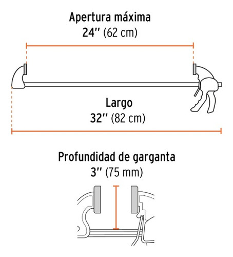 Prensa Ajuste Rapido 24´ Uso Rudo Carpinteria Madera 100144