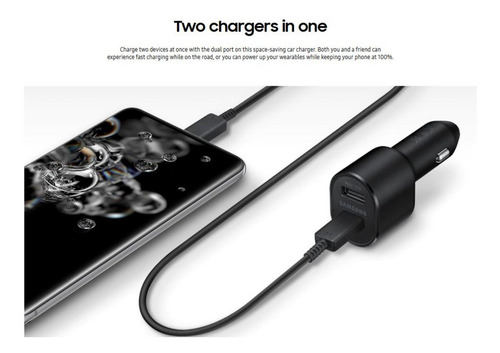 Cargador Dual Carro Samsung 45w Galaxy A72 A52 A32 Original